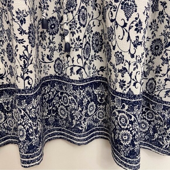 MARIO Serrani blue white midi dress bohemian lightweight floral pattern medium - Picture 4 of 11